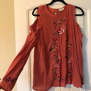 Umgee Rust/Orange Cold Shoulder Top